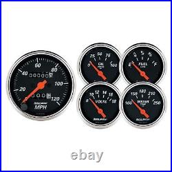 Auto Meter 1420 Designer Black 5 Gauge Kit Speedo/Oil/Water/Volt/Fuel