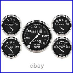 Auto Meter 1708 Old Tyme Black 5 Gauge Kit Speedo/Oil/Water/Volt/Fuel