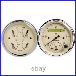 Auto Meter 1820 2-Pieces 3-3/8 Gauge Kit Quad/Tach/Speedo, Antique Beige