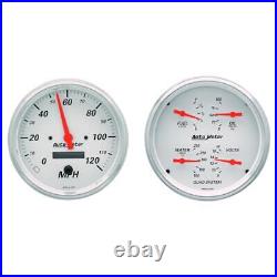 Auto Meter Gauge Set 1303 Arctic White Speedo, Tach, WithT, V, O/P, F/L White