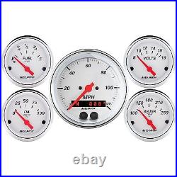 AutoMeter 1350 Arctic White 5 Gauge Set Fuel/Oil/Speedo/Volt/Water