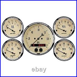 AutoMeter 1850 Antique Beige 5 Gauge Set Fuel/Oil/Speedo/Volt/Water