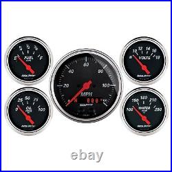 Autometer 1450 Designer Black 5 Gauge Set Fuel Oil Speedo Volt Water