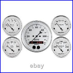 Autometer 1650 Old Tyme White 5 Gauge Set Fuel Oil Speedo Volt Water