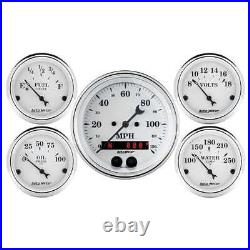 Autometer 1650 Old Tyme White 5 Gauge Set Fuel Oil Speedo Volt Water