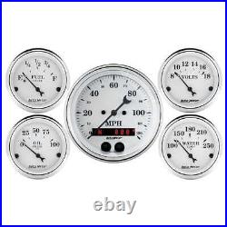 Autometer 1650 Old Tyme White 5 Gauge Set Fuel/Oil/Speedo/Volt/Water
