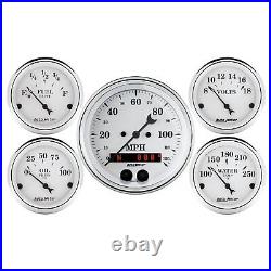 Autometer 1650 Old Tyme White 5 Gauge Set Fuel Oil Speedo Volt Water