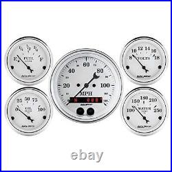 Autometer 1650 Old Tyme White 5 Gauge Set Fuel/Oil/Speedo/Volt/Water