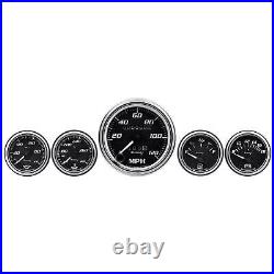 Equus Gauge Set, 3-3/8 Mech Speedo, 2 OILP/WTEMP/FUEL/VOLT, Blk, Chrm, 7000