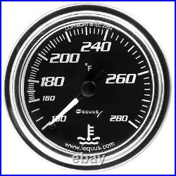 Equus Gauge Set, 3-3/8 Mech Speedo, 2 OILP/WTEMP/FUEL/VOLT, Blk, Chrm, 7000