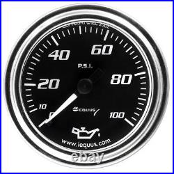 Equus Gauge Set, 3-3/8 Mech Speedo, 2 OILP/WTEMP/FUEL/VOLT, Blk, Chrm, 7000