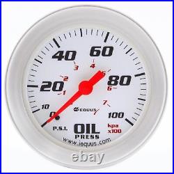 Equus Gauge Set, 3-3/8 Mech Speedo, 2 OILP/WTEMP/FUEL/VOLT, Wht, Slvr, 8000