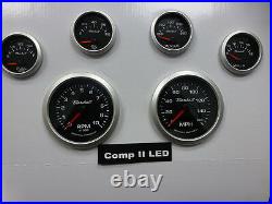 Marshall 6 Gauge Set Comp 2 LED Electric Speedo Black Dial Alu Bezel Sport Comp