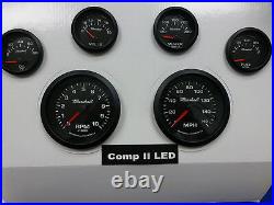 Marshall 6 Gauge Set Comp 2 LED Electric Speedo Black Dial Bezel Sport Comp